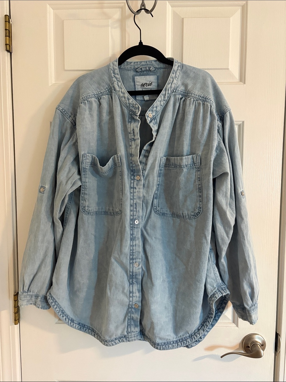 Aerie Women’s Light Wash Denim Button-Up Shirt